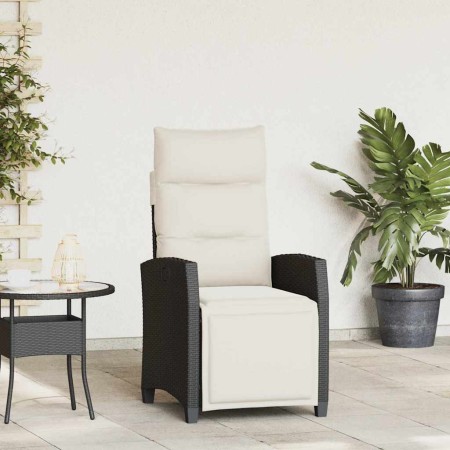 Silla de jardín reclinable con mesa auxiliar ratán negro en Sillas de jardín | Comprar online en Foru.es