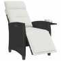 Silla de jardín reclinable con mesa auxiliar ratán negro en Sillas de jardín | Comprar online en Foru.es