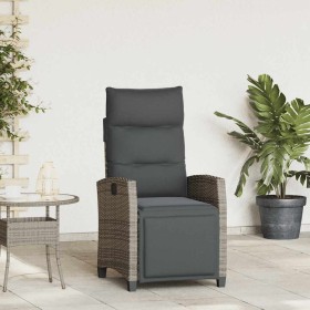 Silla de jardín reclinable con mesa auxiliar ratán gris en Sillas de jardín | Comprar online en Foru.es