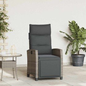 Silla de jardín reclinable con mesa auxiliar ratán gris en Sillas de jardín | Comprar online en Foru.es
