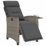 Silla de jardín reclinable con mesa auxiliar ratán gris en Sillas de jardín | Comprar online en Foru.es