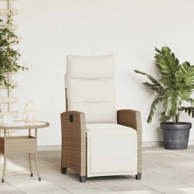 Silla de jardín reclinable con mesa auxiliar ratán beige en Sillas de jardín | Comprar online en Foru.es