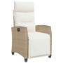 Silla de jardín reclinable con mesa auxiliar ratán beige en Sillas de jardín | Comprar online en Foru.es
