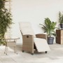Silla de jardín reclinable con mesa auxiliar ratán beige en Sillas de jardín | Comprar online en Foru.es