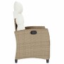 Silla de jardín reclinable con mesa auxiliar ratán beige en Sillas de jardín | Comprar online en Foru.es