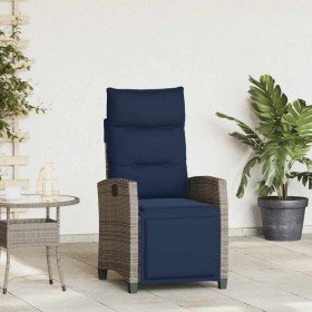 Silla de jardín reclinable con mesa auxiliar ratán gris en Sillas de jardín | Comprar online en Foru.es
