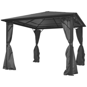 Cenador con cortina gris antracita aluminio 300x300 cm de vidaXL, Carpas y cenadores - Ref: Foro24-44889, Precio: 645,26 €, D...