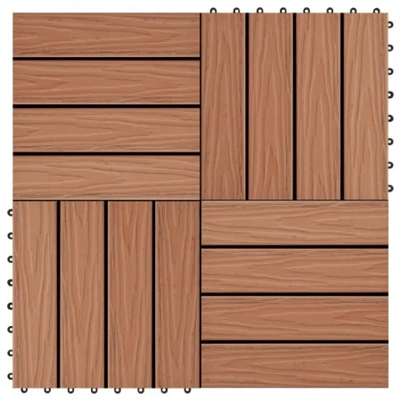 Baldosas porche relieve profundo WPC 1 m² marrón claro 11 uds de vidaXL, Suelos y moquetas - Ref: Foro24-45034, Precio: 75,72...