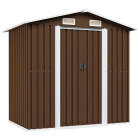 Caseta de almacenamiento jardín acero marrón 204x132x186 cm de vidaXL, Cobertizos - Ref: Foro24-47029, Precio: 229,09 €, Desc...