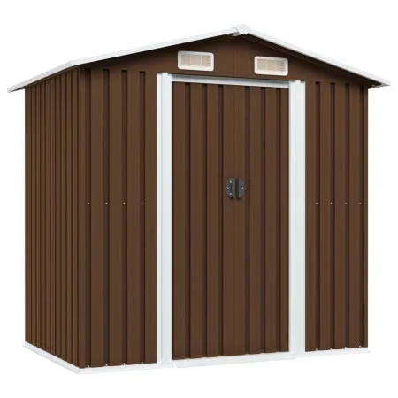 Caseta de almacenamiento jardín acero marrón 204x132x186 cm de vidaXL, Cobertizos - Ref: Foro24-47029, Precio: 228,62 €, Desc...