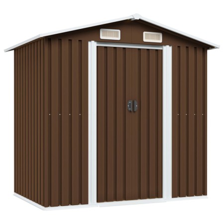 Caseta de almacenamiento jardín acero marrón 204x132x186 cm de vidaXL, Cobertizos - Ref: Foro24-47029, Precio: 229,09 €, Desc...
