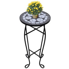 Mesa auxiliar para plantas mosaico negro y blanco en Soportes para macetas | Comprar online en Foru.es