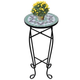 Mesa auxiliar mosaico para plantas verde y blanca en Soportes para macetas | Comprar online en Foru.es