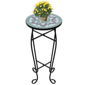 Mesa auxiliar mosaico para plantas verde y blanca en Soportes para macetas | Comprar online en Foru.es