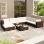 Set muebles de jardín 8 piezas y cojines ratán sintético marrón en Conjuntos de jardín | Comprar online en Foru.es