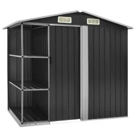 Cobertizo jardín y estantería hierro antracita 205x130x183 cm de vidaXL, Cobertizos - Ref: Foro24-47106, Precio: 261,13 €, De...