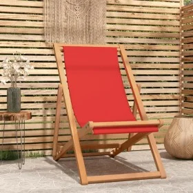Silla de playa plegable madera maciza de teca rojo de vidaXL, Sillas de jardín - Ref: Foro24-47417, Precio: 61,63 €, Descuent...