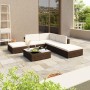 Set muebles de jardín 6 piezas y cojines ratán sintético marrón en Conjuntos de jardín | Comprar online en Foru.es