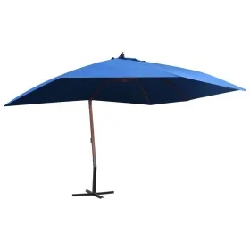 Hängender Gartenschirm mit blauer Holzstange 400x300cm von vidaXL, Sonnenschirme - Ref: Foro24-47123, Preis: 143,81 €, Rabatt: %