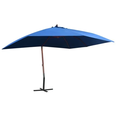 Sombrilla de jardín colgante con palo de madera azul 400x300cm de vidaXL, Sombrillas - Ref: Foro24-47123, Precio: 143,81 €, D...