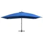 Sombrilla de jardín colgante con palo de madera azul 400x300cm de vidaXL, Sombrillas - Ref: Foro24-47123, Precio: 143,81 €, D...