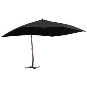 Sombrilla de jardín colgante con palo de madera negro 400x300cm de vidaXL, Sombrillas - Ref: Foro24-47122, Precio: 145,05 €, ...