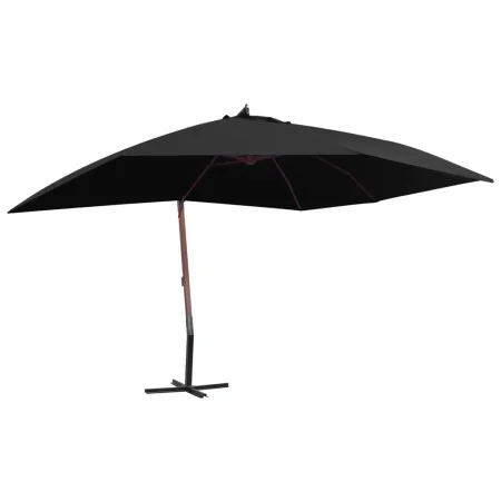 Sombrilla de jardín colgante con palo de madera negro 400x300cm de vidaXL, Sombrillas - Ref: Foro24-47122, Precio: 145,05 €, ...