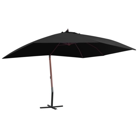 Sombrilla de jardín colgante con palo de madera negro 400x300cm de vidaXL, Sombrillas - Ref: Foro24-47122, Precio: 146,97 €, ...