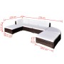 6 piezas Muebles de jardín y cojines ratán sintético marrón en Conjuntos de jardín | Comprar online en Foru.es