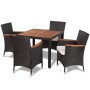 Set comedor de jardín 5 piezas y cojines ratán sintético negro en Conjuntos de jardín | Comprar online en Foru.es