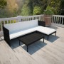 Set de muebles de jardín y cojines 3 pzas ratán sintético negro en Conjuntos de jardín | Comprar online en Foru.es