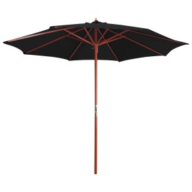 Sombrilla de jardín con palo de madera negro 300x258 cm de vidaXL, Sombrillas - Ref: Foro24-47124, Precio: 94,99 €, Descuento: %