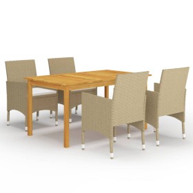 Juego de comedor para jardín de 5 piezas beige en Conjuntos de jardín | Comprar online en Foru.es