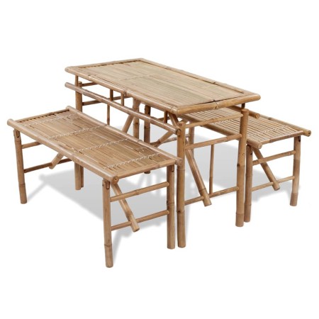 Mesa de jardín plegable con 2 bancos 100 cm de bambú en Conjuntos de jardín | Comprar online en Foru.es