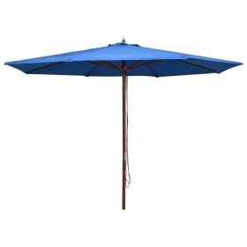 Sombrilla de jardín con palo de madera azul 350 cm de vidaXL, Sombrillas - Ref: Foro24-47139, Precio: 102,33 €, Descuento: %