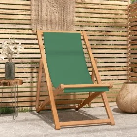 Silla de playa plegable madera maciza de teca verde de vidaXL, Sillas de jardín - Ref: Foro24-47416, Precio: 77,10 €, Descuen...