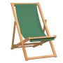 Silla de playa plegable madera maciza de teca verde de vidaXL, Sillas de jardín - Ref: Foro24-47416, Precio: 81,24 €, Descuen...