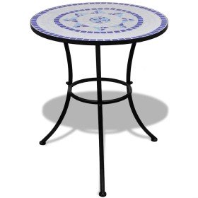 Mesa de bistro terraza mosaico azul y blanco 60 cm en Mesas de jardín | Comprar online en Foru.es