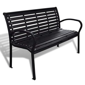 Banco de jardín acero y WPC negro 125 cm en Bancos de jardín | Comprar online en Foru.es