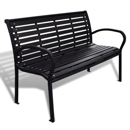 Banco de jardín acero y WPC negro 125 cm en Bancos de jardín | Comprar online en Foru.es