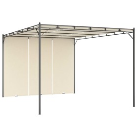Cenador de jardín con cortina lateral color crema 4x3x2,25 m de vidaXL, Carpas y cenadores - Ref: Foro24-47994, Precio: 251,7...