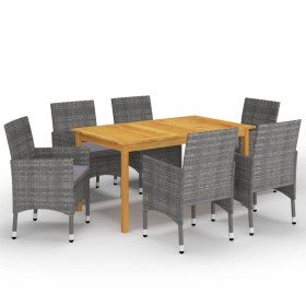 Set de comedor de jardín de 7 piezas gris en Conjuntos de jardín | Comprar online en Foru.es