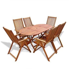 Set de comedor de jardín 7 piezas madera maciza de acacia en Conjuntos de jardín | Comprar online en Foru.es