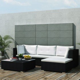 Set muebles de jardín 5 piezas y cojines ratán sintético negro en Conjuntos de jardín | Comprar online en Foru.es