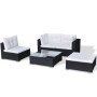 Set muebles de jardín 5 piezas y cojines ratán sintético negro en Conjuntos de jardín | Comprar online en Foru.es