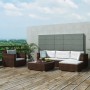 Set muebles de jardín 6 piezas y cojines ratán sintético marrón en Conjuntos de jardín | Comprar online en Foru.es