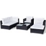 Set muebles de jardín 6 piezas y cojines ratán sintético negro en Conjuntos de jardín | Comprar online en Foru.es