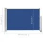 Toldo lateral retráctil de jardín azul 60x300 cm de vidaXL, Sombrillas - Ref: Foro24-48356, Precio: 50,34 €, Descuento: %