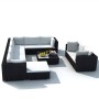 Set muebles de jardín 10 piezas y cojines ratán sintético negro en Conjuntos de jardín | Comprar online en Foru.es