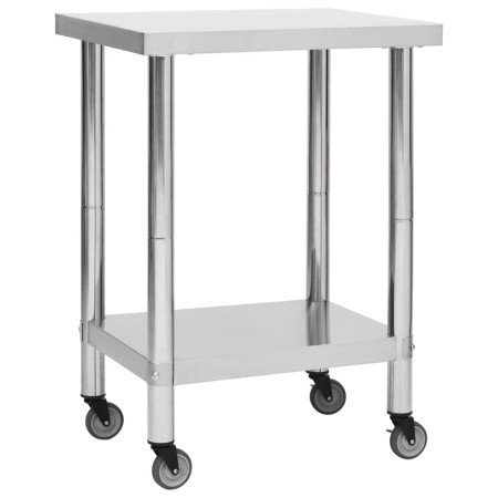 Mesa de trabajo para cocina con ruedas acero inox 60x45x85 cm de vidaXL, Restauración - Ref: Foro24-51632, Precio: 145,19 €, ...